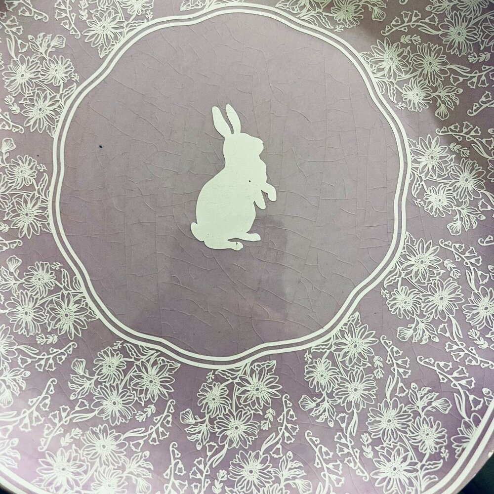 Stanford Hill Pottery Pastel Purple Bunny Rabbit Scalloped Plate - Picture 4 of 4